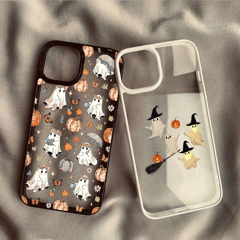 Halloween Cute Ghost Pumpkin Print Clear Phone Case For Xiaomi 17T 15T 17T Pro 15T Pro Transparent Shockproof Protective Cover