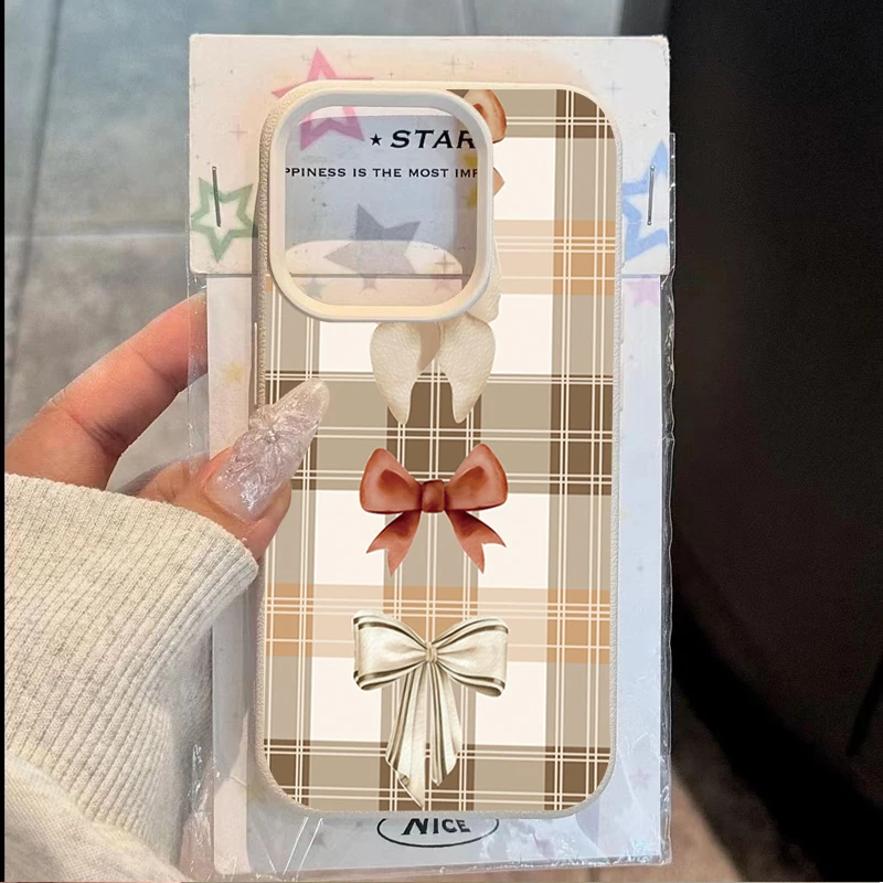 Fashion Autumn Bow Coffee Lichee Pattern Phone Case For Xiaomi 17T 15T 14T 13T Pro 5G 15 14 13 Shockproof Silicone Bumper Cover