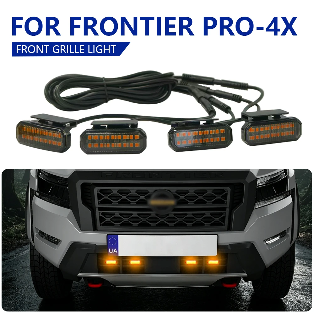 FOR FRONTIER PRO-4X Led Car Front Grille Lighting Universal Daytime Running Light Grid Warning Light Exterior Accessories