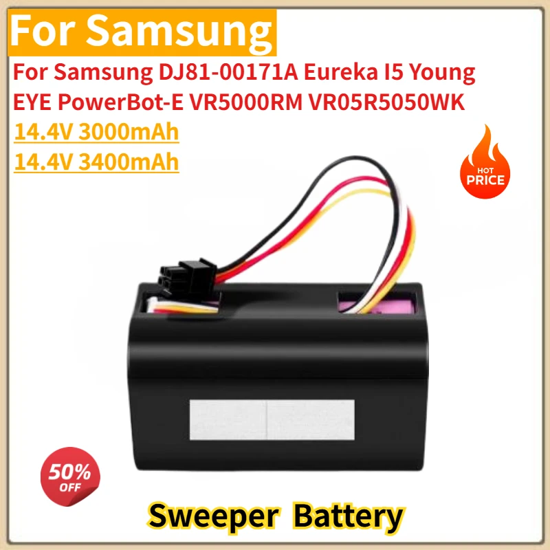 High Quality Battery 14.4V 3000mAh/3400mAh for Samsung DJ81-00171 Eureka I5 Young EYE PowerBot-E VR05R5050WK VR5000RM Brand New