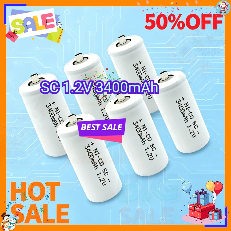6/10/12/20pcs/Lot SC 1.2V 3400mAh High Quality Rechargeable Replacement Battery Sub C Batteries for Electric Drill Screwdriver