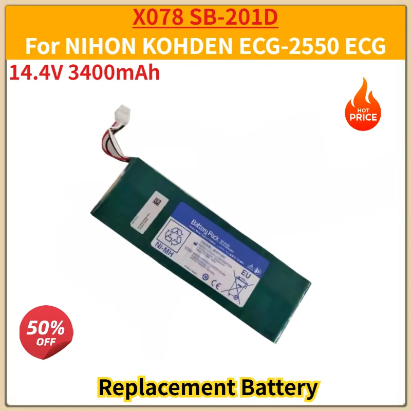 X078 SB-201D High Quality Battery 14.4V 3400mAh for NIHON KOHDEN ECG-2550 ECG Brand New Replacement Battery