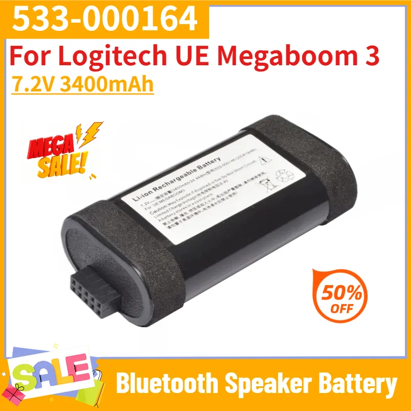 High Quality 7.2V 3400mAh Battery 533-000164 for Logitech UE Megaboom 3 Bluetooth Speaker Battery