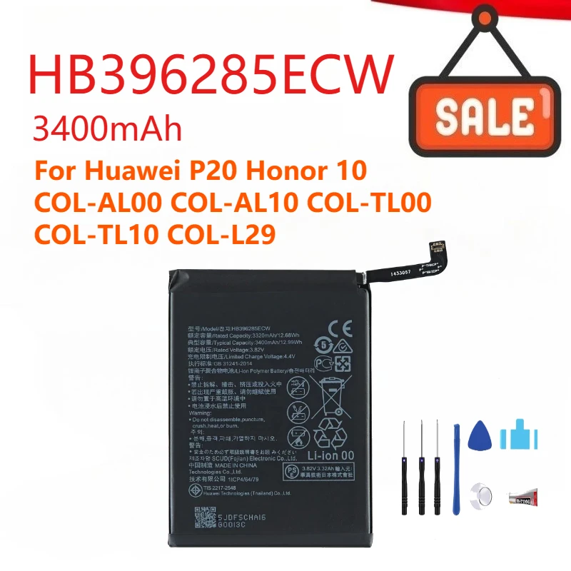 HB396285ECW High Quality 3400mAh Battery for Huawei P20 for Honor 10 COL-AL00 COL-AL10 COL-TL00 COL-TL10 COL-L29 +Tools choice