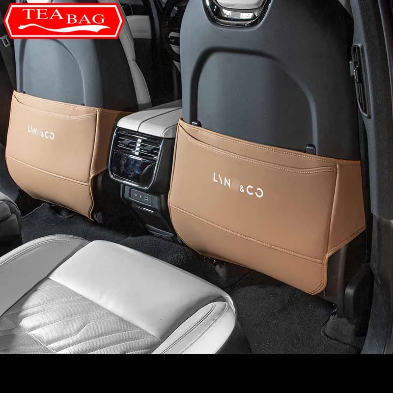 For Lynk&Co 09 2021-2024 Car Styling PU Leather Anti Kick Mat Pad Anti-kick Protector Mats Seat Back Protector Auto Accessories