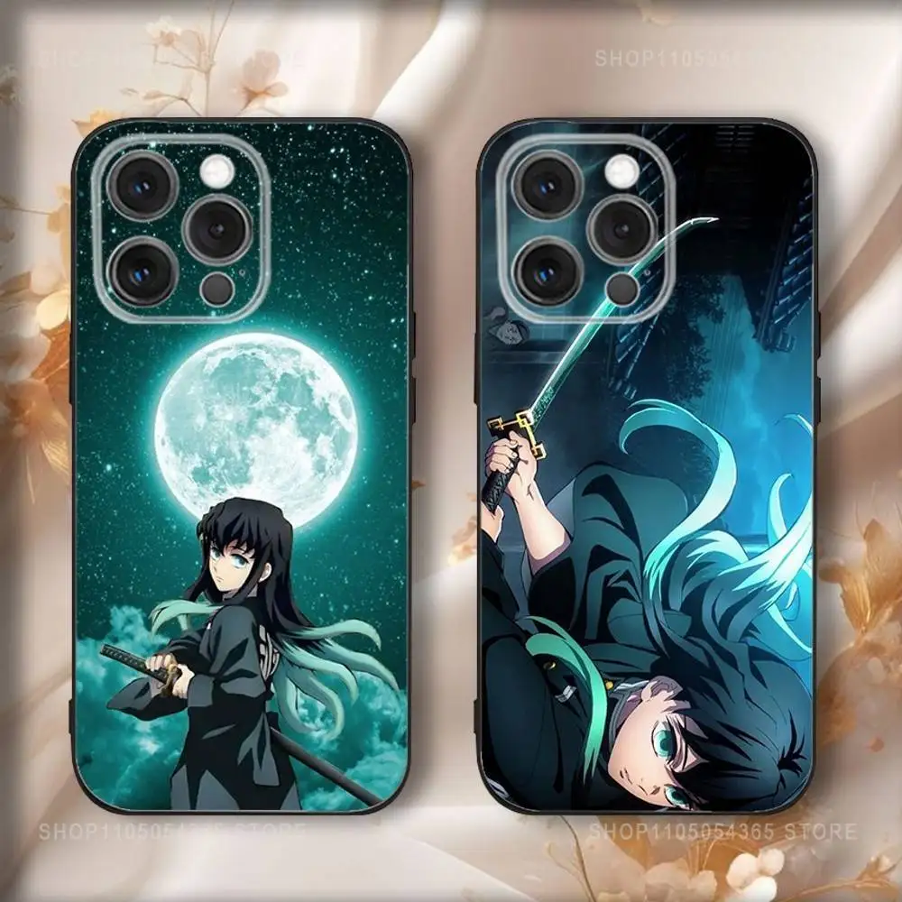 Anime Muichiro T-Tokito Phone Case For iPhone 17,16,15,14,13,12,11,Pro,Max,Plus,Air,X,XS,XR,SE,8,7,Mini,Soft Black Funda