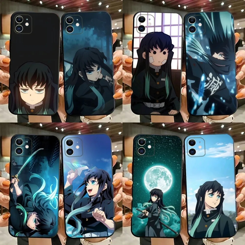 Anime Muichiro Tokito Phone Case For iPhone 15,14,13,12,11,Plus,Pro Max,XS,X,XR,SE,Mini,8,7 Soft Silicone Black Cover
