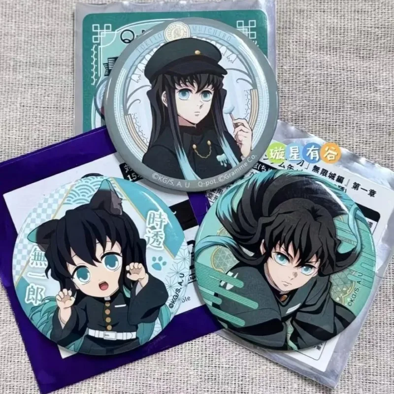 Demon Slayer Anime Brooch Woman Tokito Muichiro Round Tin Badge Pin Version Cat Ear Uniform Bag Charms Decor Friend Gift Cos