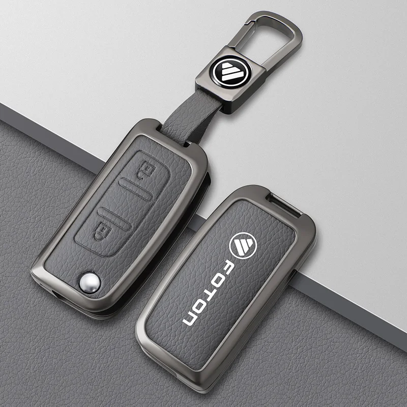 Car Remote Key Case Cover Shell Protection Holder for Foton Tunland Auman Toano Sauvana Auto Zinc Alloy Leather Accessories