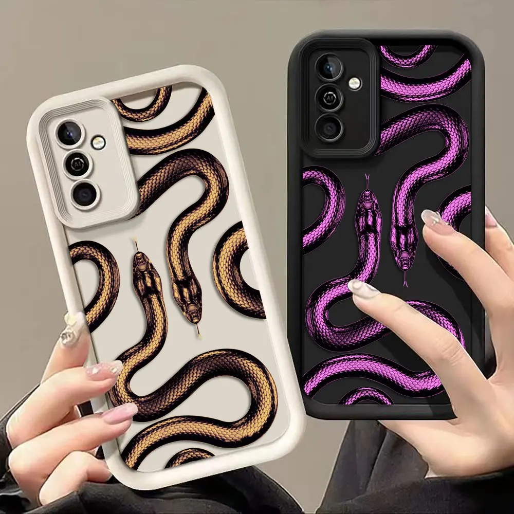Gold Purple Black Snake Cover Phone Case For Xiaomi 15 15T 17 14 14T PRO MAX 8 11 12 12T 13 LITE 4G 5G NE Silicone Case Shell