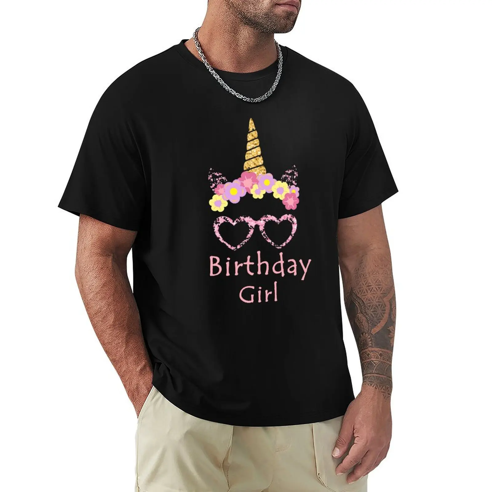 cute unicorn birthday girl T-Shirt Thanksgiving Casual Tee