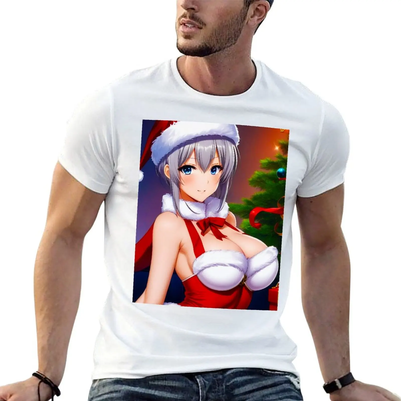 Kawaii Christmas Delights: Cute Otaku Girl's Hentai Wonders T-Shirt Minimalist Graphic Tee Shirt