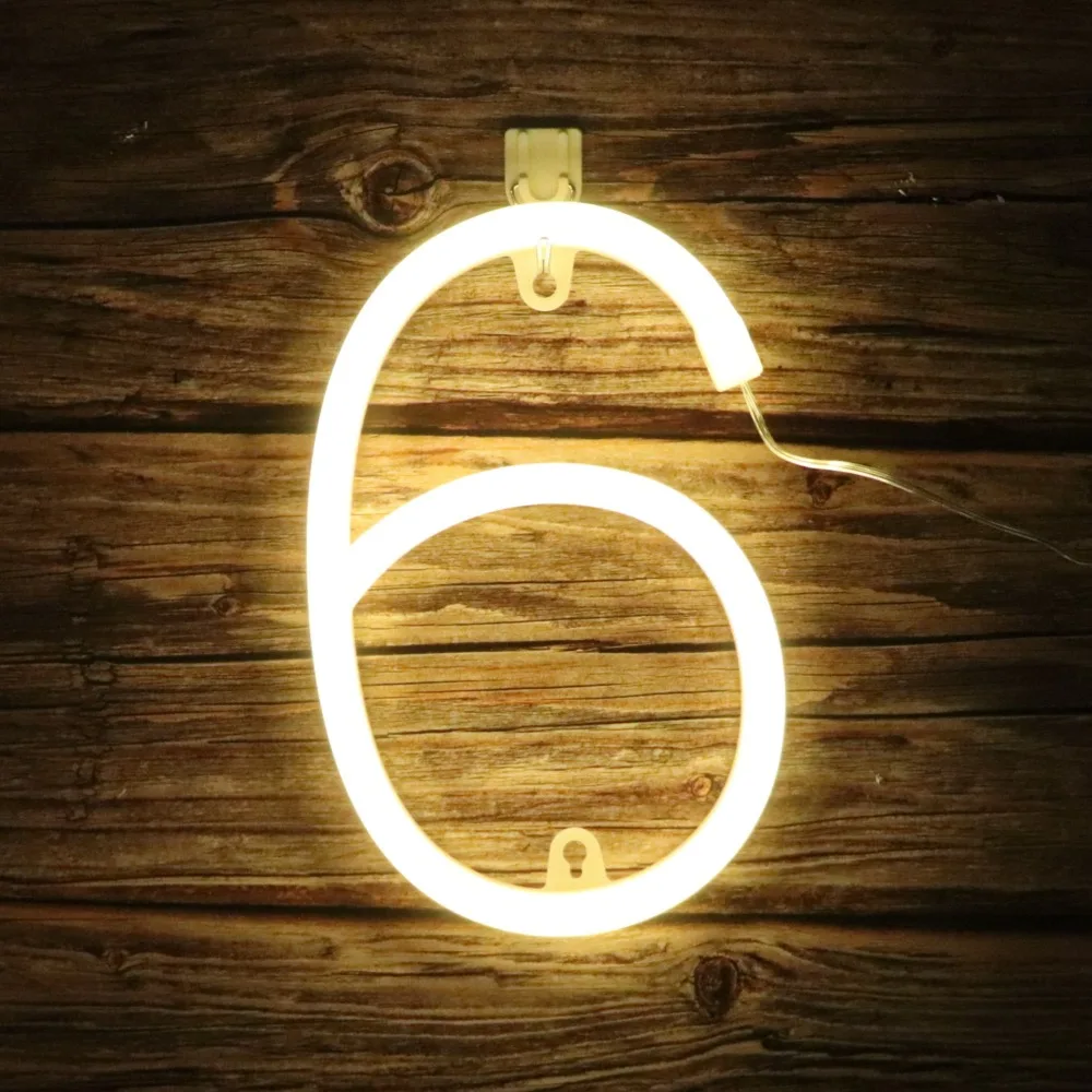 Romantic Atmosphere Lamp Neon Number Lamp LED Neon Decorative Light Soft Glow Warm White LED Night Light Party Decor