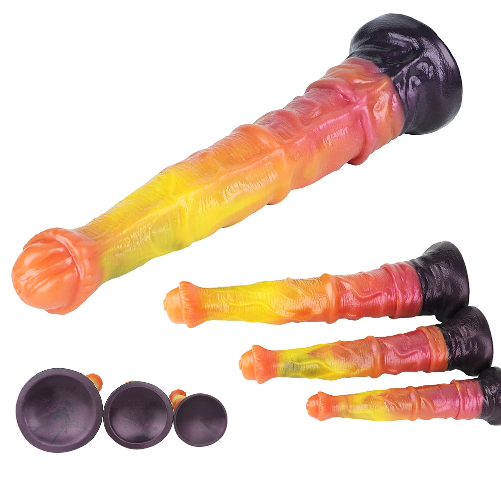 YOCY Long Animal Horse Cock Anal Dildos Dual Layer Penis Vaginal G-spot Stimulator Silicone Sex Toys For Women Men Masturbation