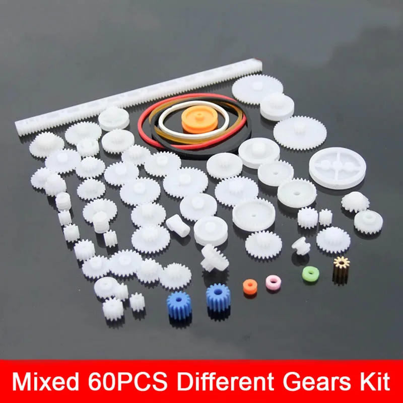 Fine ABS Plastic Gear Kit 0.5M Mixed 60 pcs Different Gears DIY Toy Robot Motor Model Gearbox Accessories
