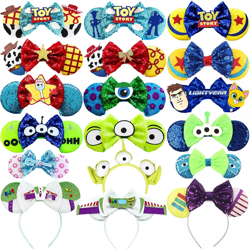 Disney Mickey Mouse Ears Headbands Women Bows Hair Accessories Toy Story Headband for Girls Kids Buzz Lightyear Alien Headwear
