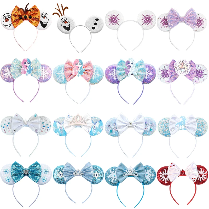 Disney Mickey Mouse Frozen Ear Headbands for Kids Girls Anna Elsa Snowman Olaf Headwear Adults Hairbands Women Hair Accessories
