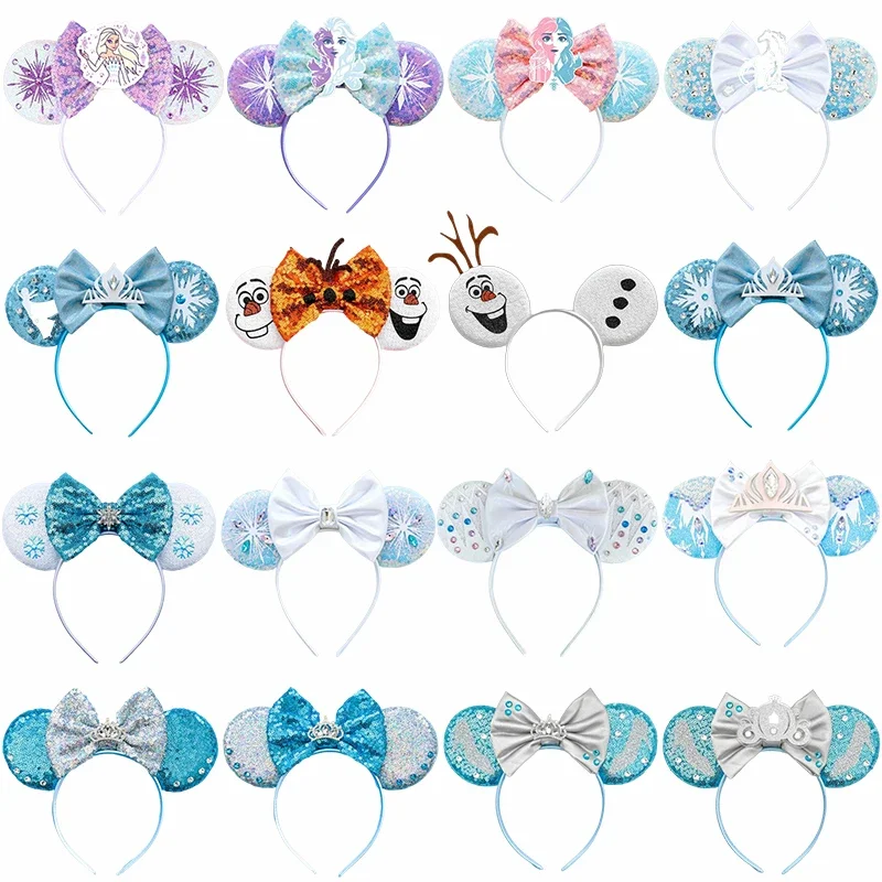 Disney Anna Princess Headband Mickey Mouse Ears Headbands for Girls Kids Frozen Snowman Olaf Hairbands Women Hair Accessories