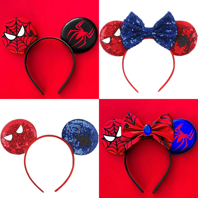 Disney Mickey Mouse Ears Marvel Spiderman Headbands for Kids Girls The Avengers Hairbands Adult Men Women Hair Accessories Gifts