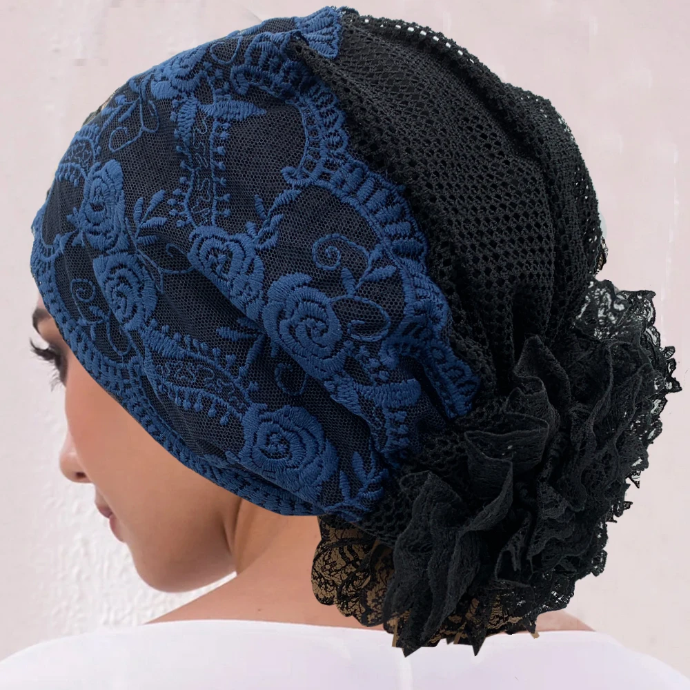 Muslim Under Scarf Hat Cancer Chemo Hats Turbante mujer Embroidery Turban Cap for Women Summer Breathable Head Wraps Bonnet