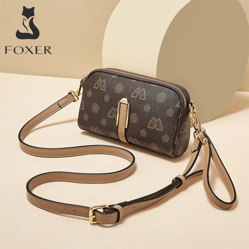FOXER Women Small Crossbody Bag Shoulder Bag with Wrist Strap Lady Fashion Messenger Bag Mini High Quality Cellphone Purse