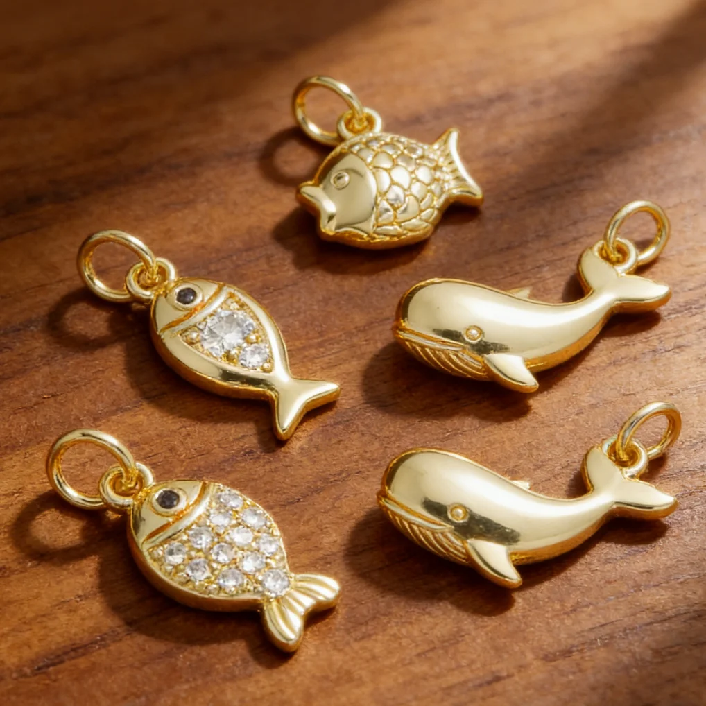 5Pcs Pendants Sparkling Exquisite Vintage Floral Charms Brass Cubic Zircon for DIY Jewelry Making Necklace Bracelet Accessories