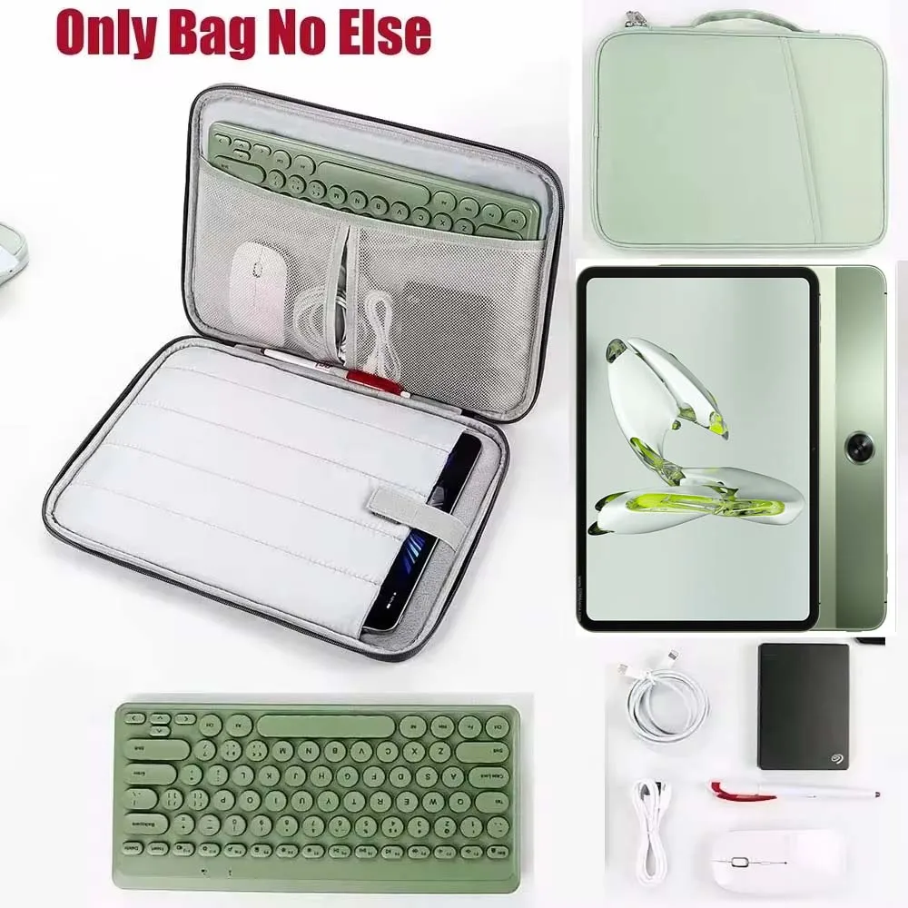 Universal Tablet Storage Bag for OnePlus Pad Pro Pad2 Multi Pocket Handle Zip Pouch Waterproof Sleeve for Cable MouseKeyboard