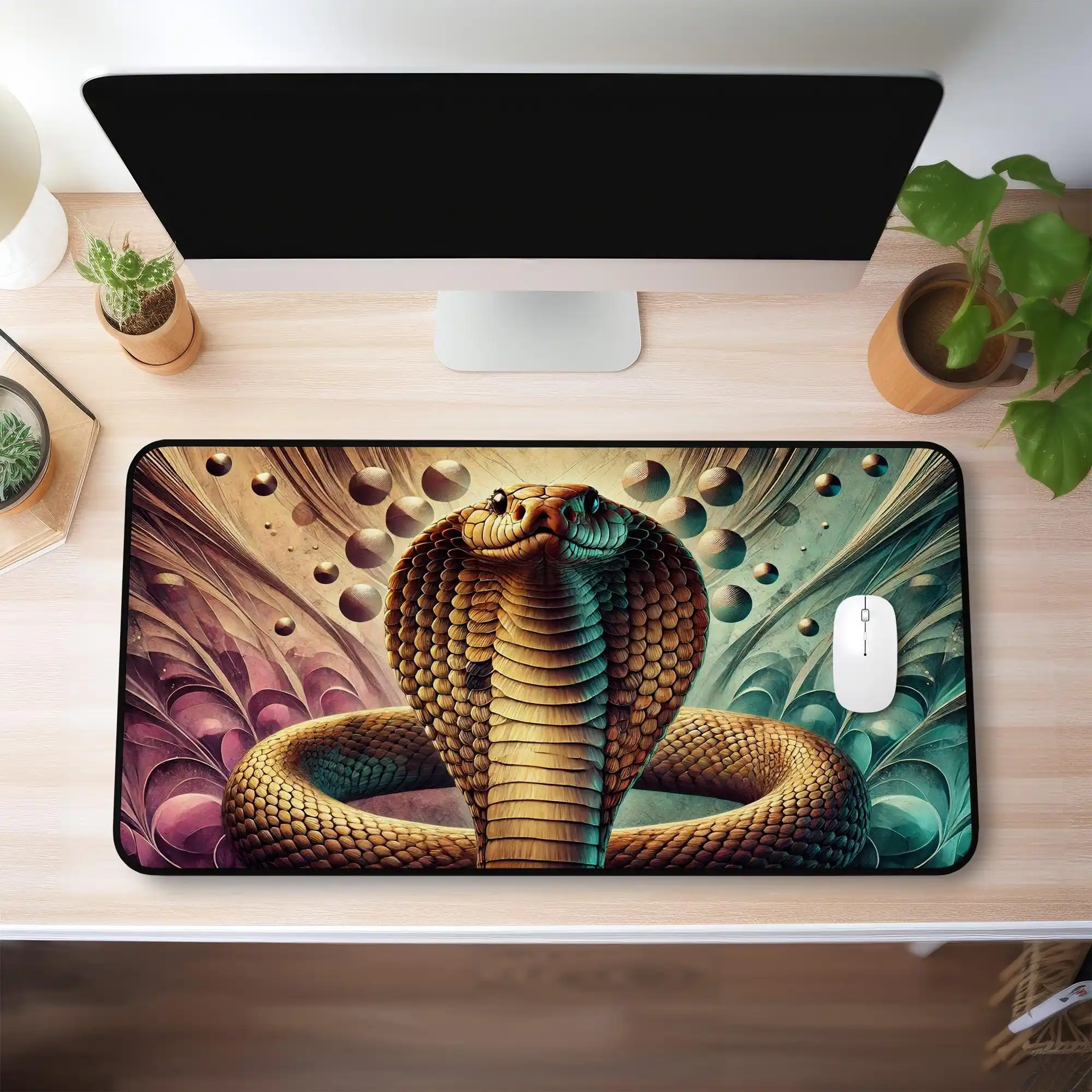 Cobra Pattern Mouse Pad, Non-slip Waterproof Gaming Mouse Pad, Office Gaming Desk Decoration Mat, Perfect Gift for Friends.