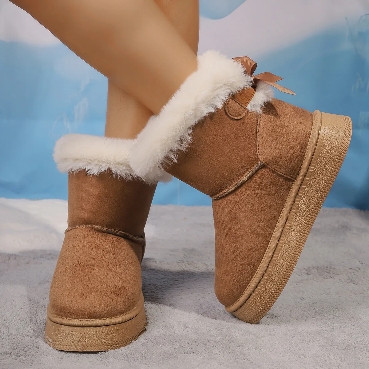 Snow Boots for Women 2025 Winter New Cashmere Warm Thick Soles Without Heel-covered  Cotton Shoes for Women Snow boots