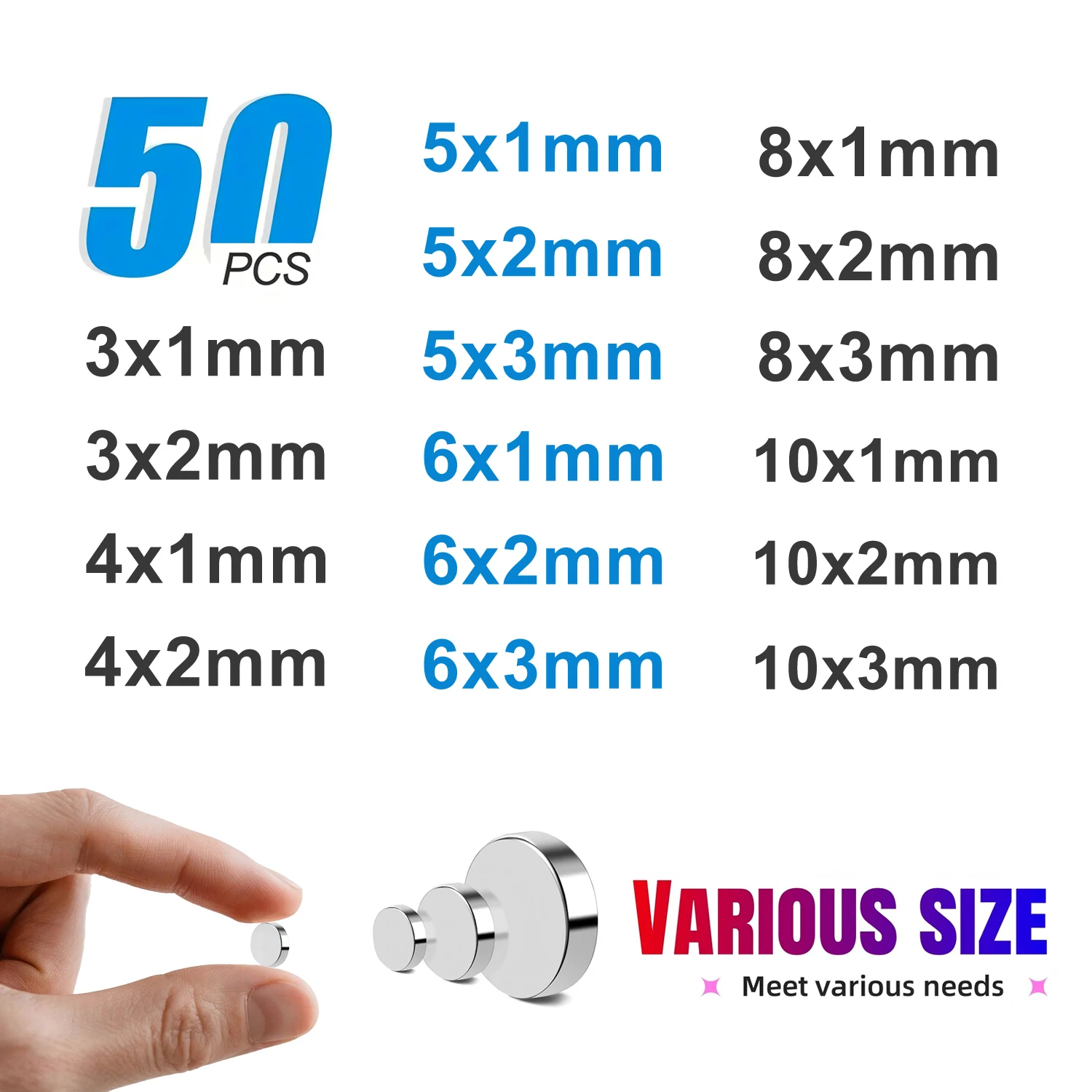 3x1/3x2/5x2/10x2/10x3mm Strong Magnet Refrigerator Magnets for Decoration Offices DIY Whiteboard, Kitchen Tool Storage Nail Art