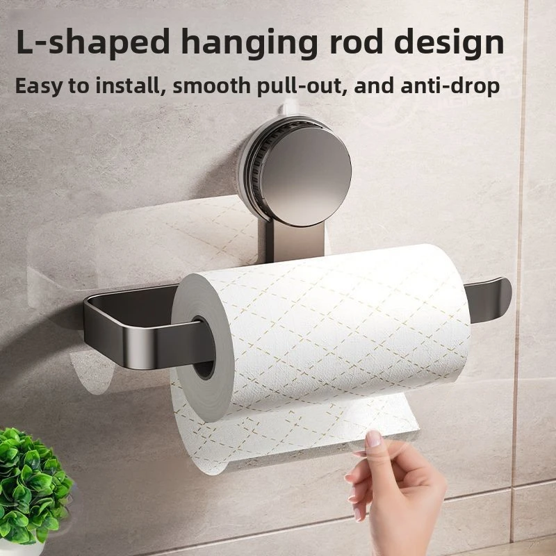 AOBT No-Drill Wall-Mounted Kitchen Paper Towel Holder Rack for Household Use Storage for Cling Film Bags Paper Rolls And More