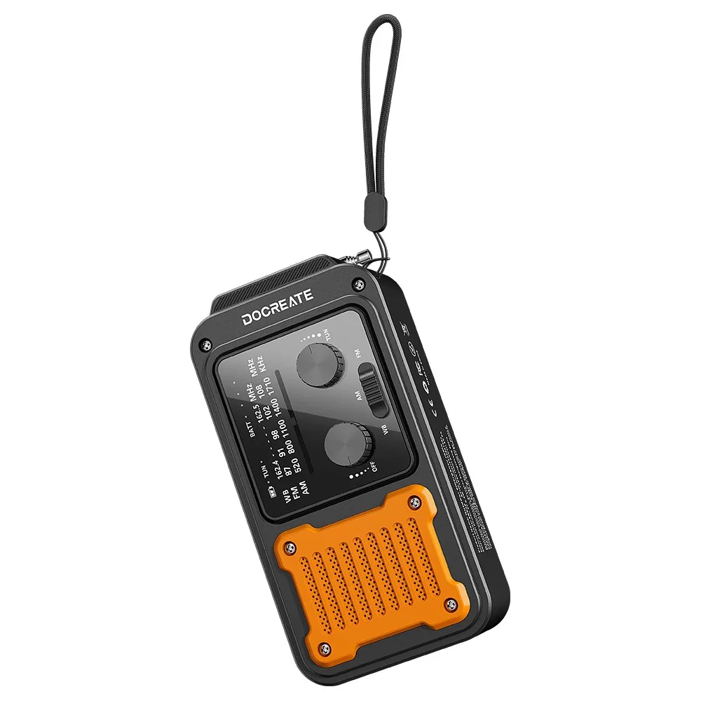 Portable Emergency Radio Full Band AM FM SW with Weather Alert Solar Hand Crank Powered SOS Flashlight for Camping And Survival
