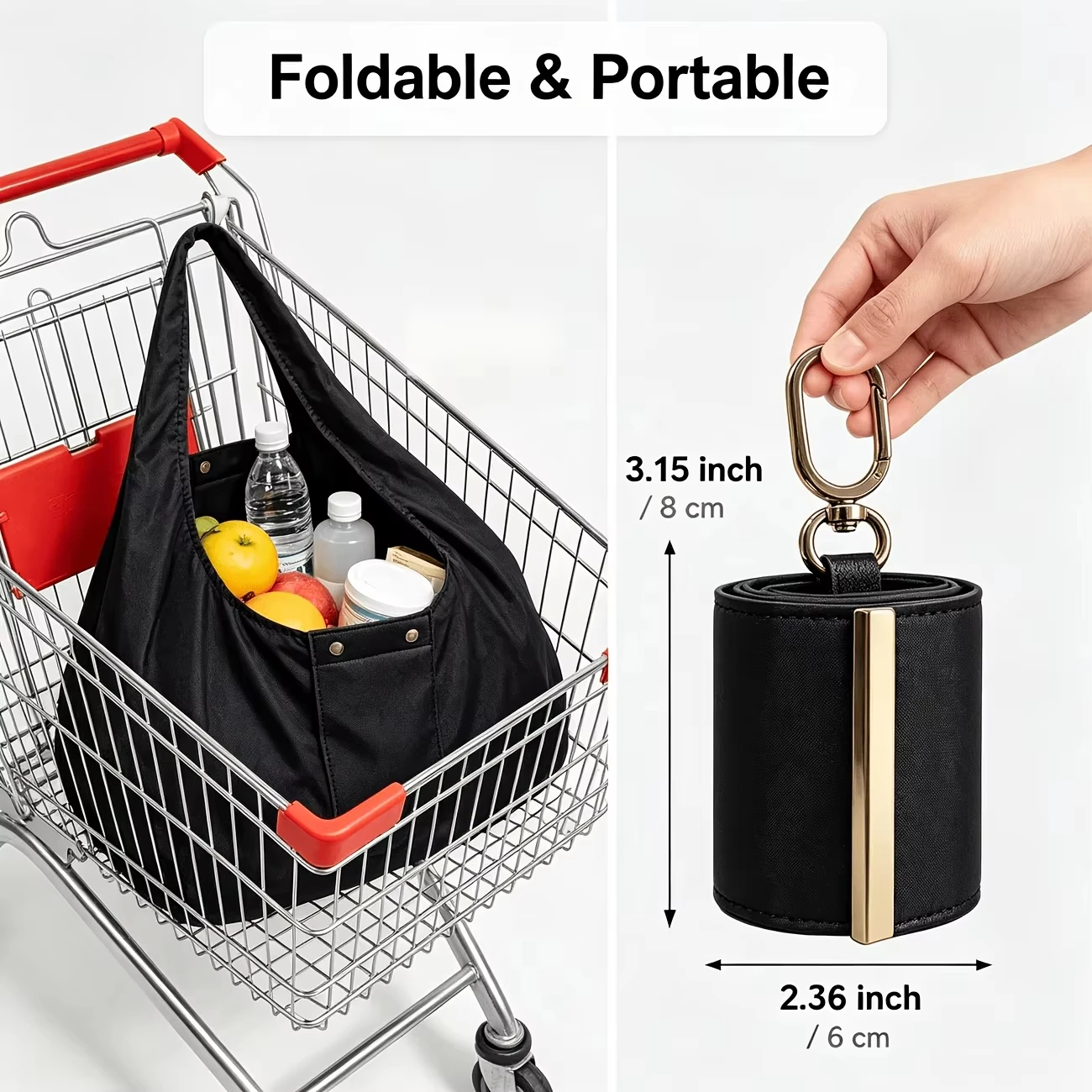 Eco-Friendly Reusable Mini Keychain Tote Bag with Key Ring Large Capacity Lightweight Foldable Shopping Bag Expandable