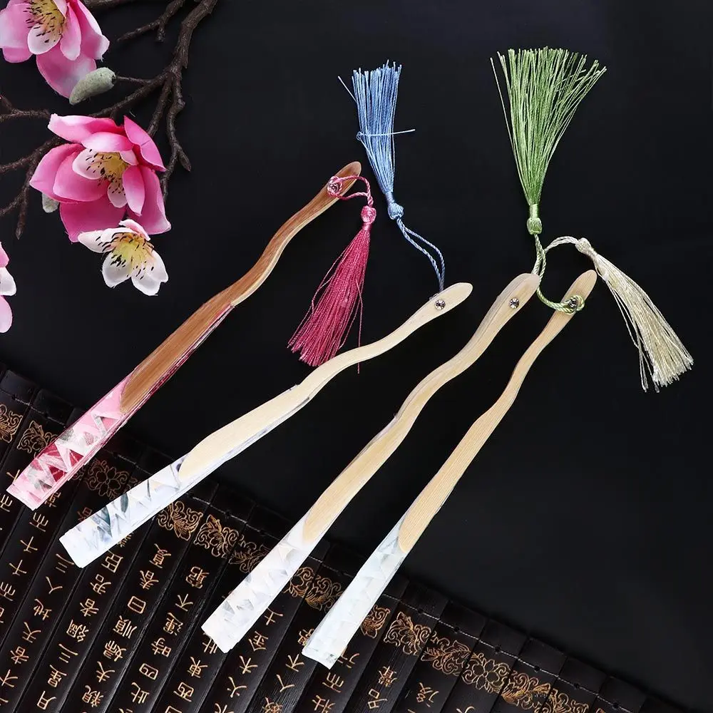 Classical Artistic Gift Sea Shell Shape Bamboo Craft Handicrafts Dance Fan Folding Fan Photography Prop Hand Fan