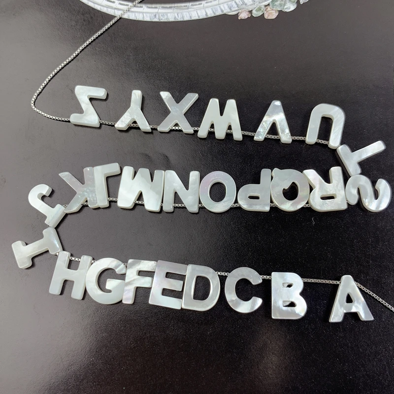 Natural White MOP Sea Shell 26 Alphabet Initial Letter Beads For Jewelry Making Fashion DIY Bracelet Necklace Bulk Accessories