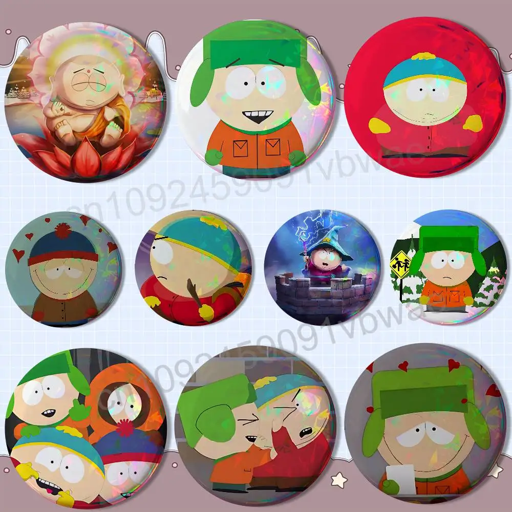 Kyle Stan South Park Cartman Badge on Backpack Clothes decoration Tinplate Round Brooch Funny Custom Gifts for Friend