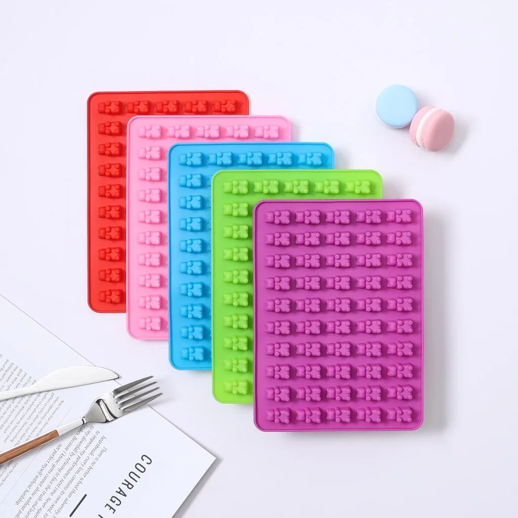 1Pcs Mini DIY Fruit Snacks Fudge Bear Molds Silicone Kitchen Baking Accessories Candy Chocolate Baking Nonstick Molds