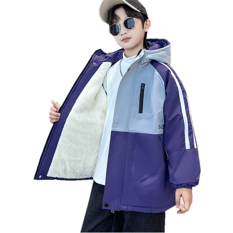 Luxury Kids Winter Warm Waterproof Windbreaker Jacket For Boys Insulated Outdoor Clothes for Children Hooded Thicken Parka Coat