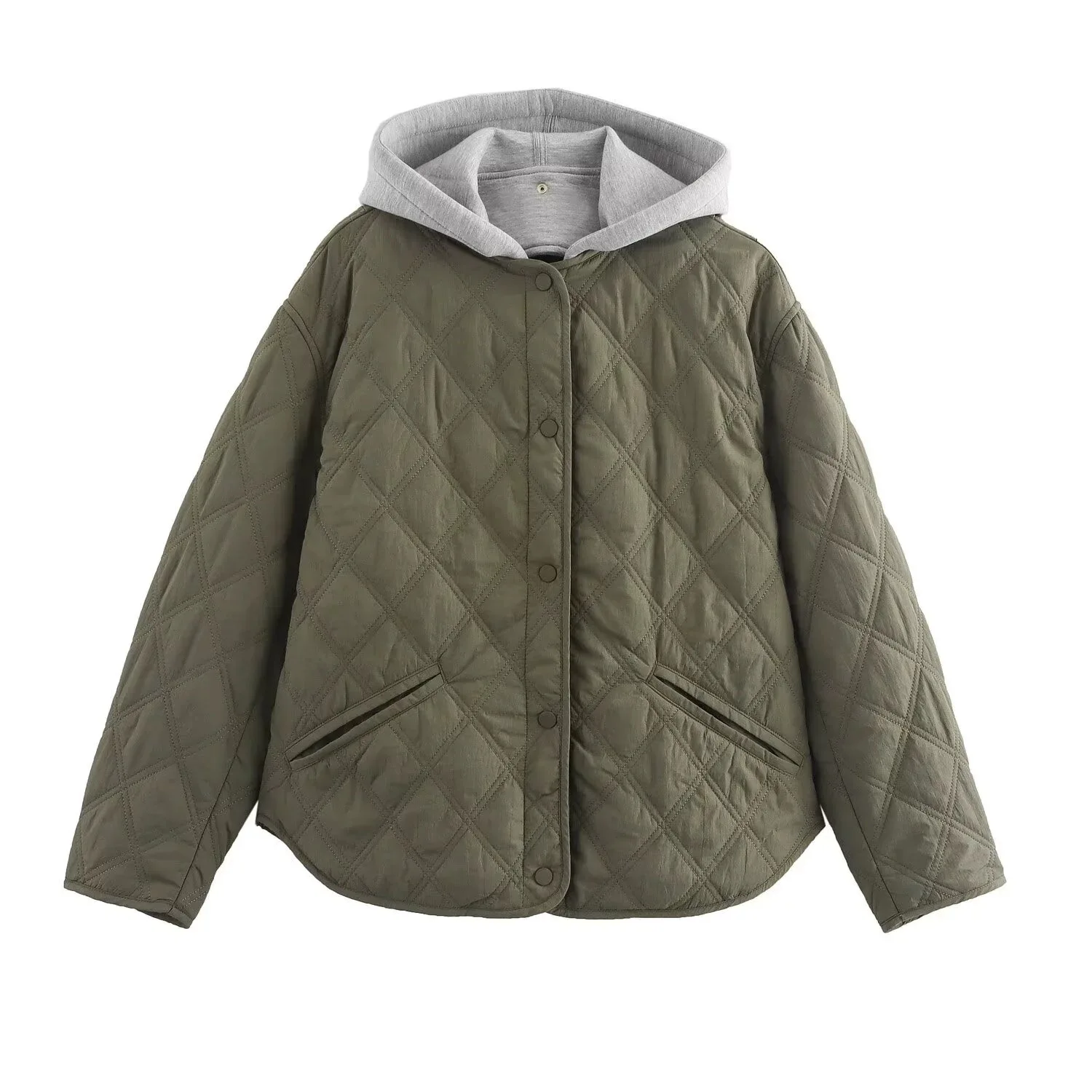 2025 New Autumn Winter Women's Casual Hooded Solid Black Padded Bomber Coats Female Basic Quilted Loose Parkas Jackets women