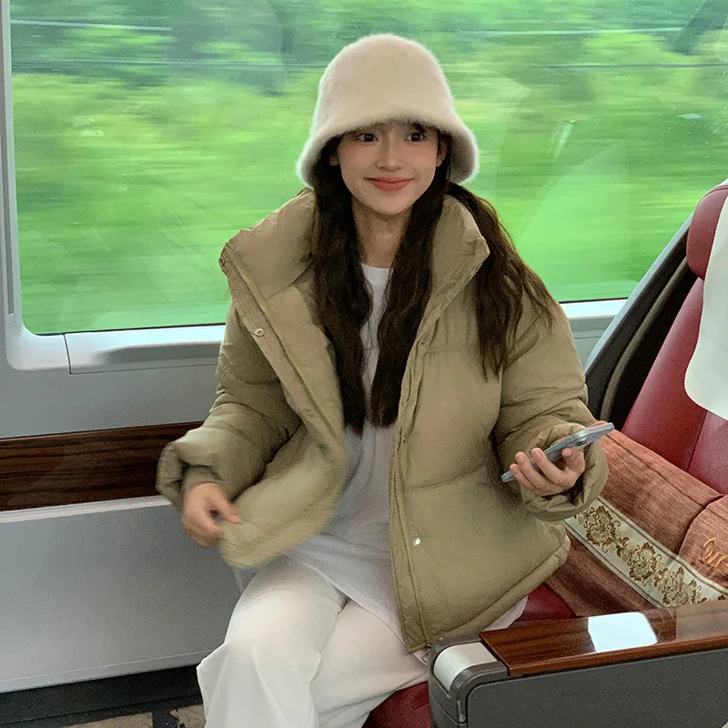 Winter Loose Hooded Puffer Jacket Trend Women's Warm Thick Cut Jacket Y2K Streetwear Long-sleeved Top Windproof Parka Clothing