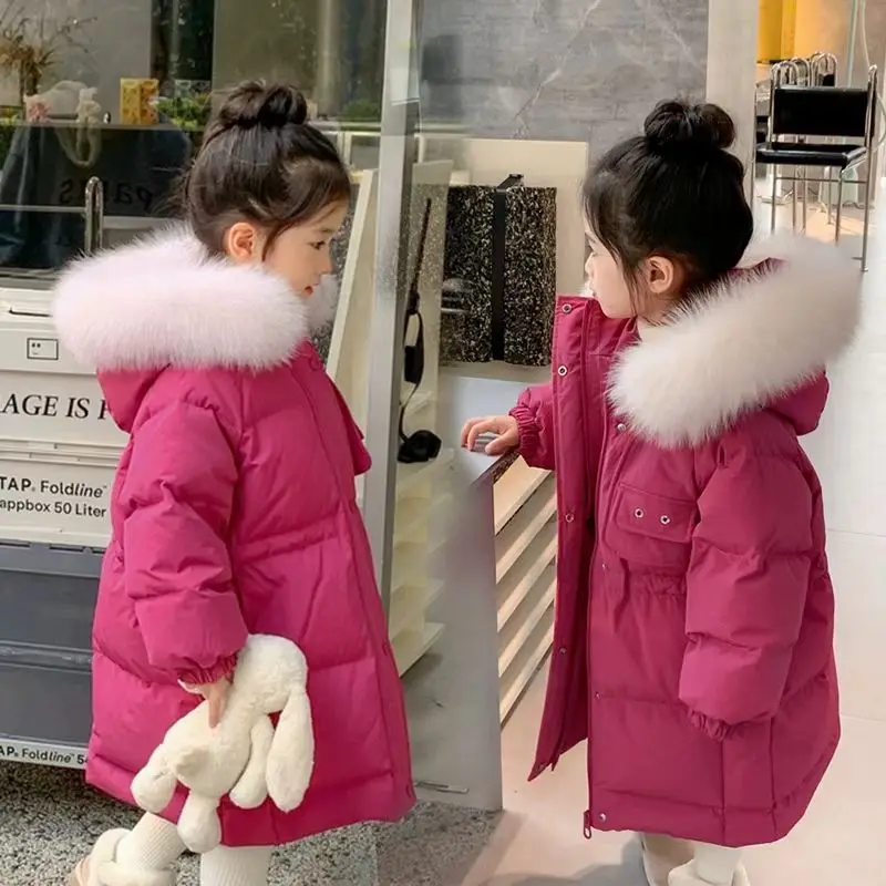 NEW Children's Winter Hooded Jacket For Girls Winter top Coat Kids Warm Thick Velvet Hooded Baby Coats causal Outerwear