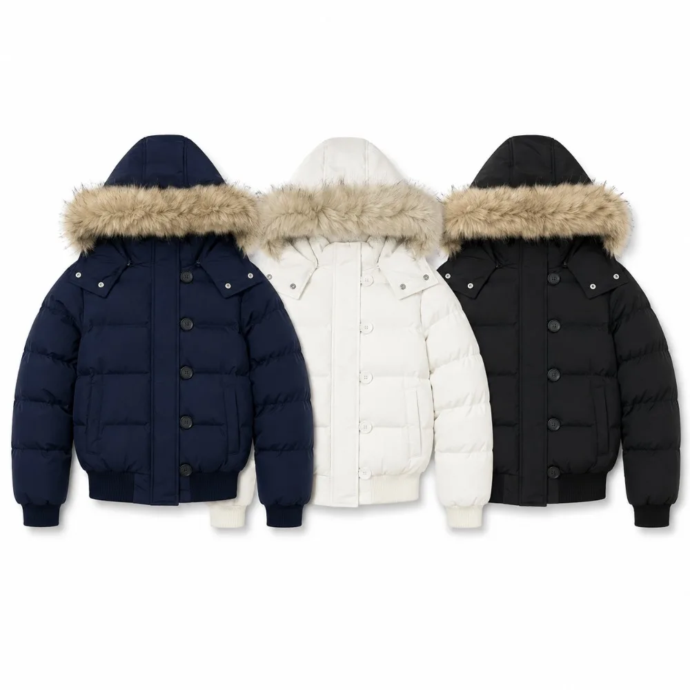 New Autumn Winter Fur Hooded Coat Faux Fur Collar Parkas Casual Aesthetic Retro Jacket Men Outerwear Thick Short Parkas Coat