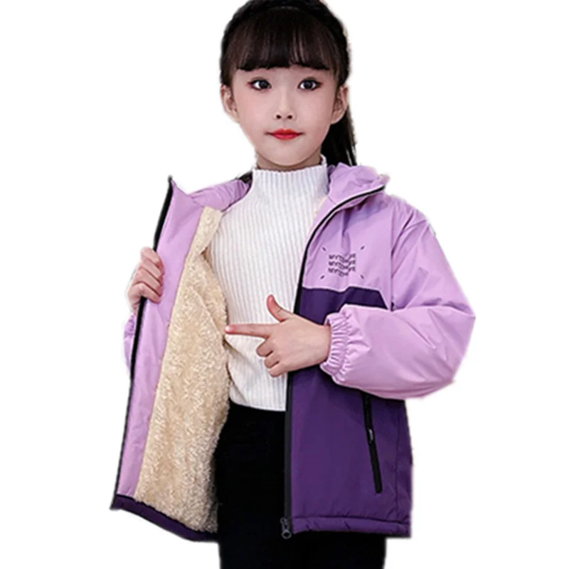 Child Winter Patchwork Insulate Jacket for Girl Warm Thermal Parka Coat With Hoodies Overcoat Kids Casual Thicken Outerwear 5-14