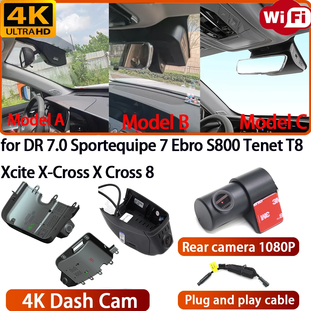 for DR 7.0 Sportequipe 7 Ebro S800 Tenet T8 Xcite X-Cross X Cross 8 Video Recorder 4K DVR Dash Cam Wifi Camera 170° Wide Angle