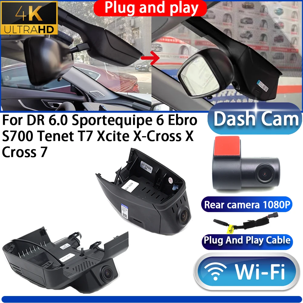 For DR 6.0 Sportequipe 6 Ebro S700 Tenet T7 Xcite X-Cross X Cross 7 Dash Cam Camera DVR 4K UHD Plug And Play Video Recorder