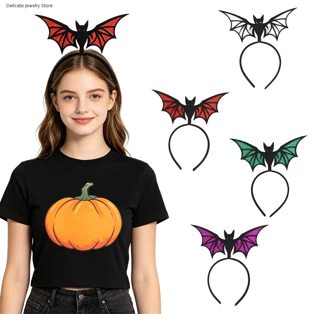 Funny Halloween Bat Headbands Headdress Photo Props Ghost Festival Headband Party Decoration Cartoon Bat Hair Hoop