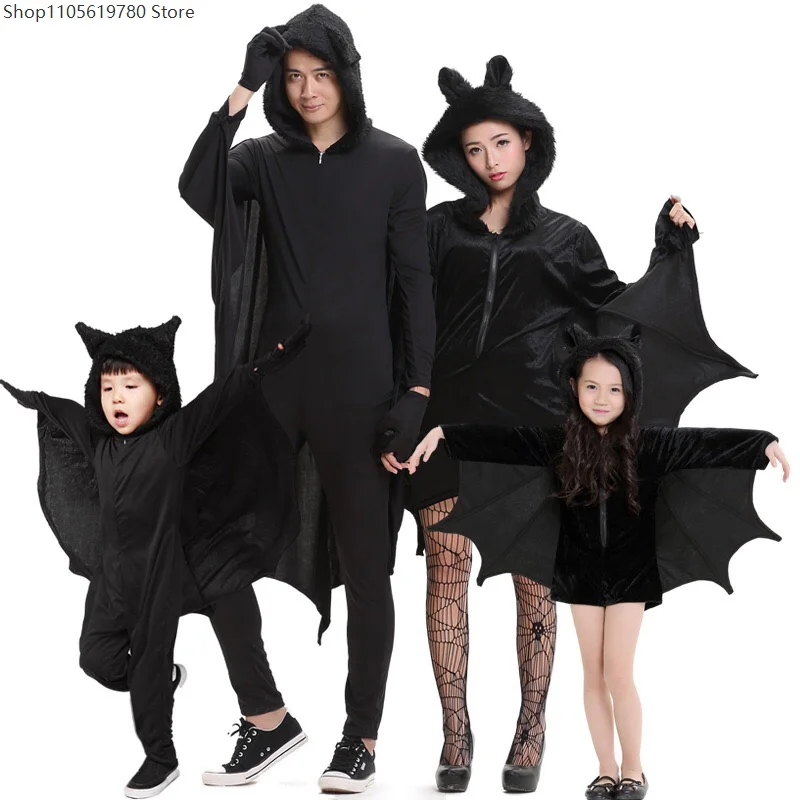 Men Women Halloween Cosplay Jumpsuit Hooded Bat‑Theme Bodysuit Catsuit Outfit For Carnival Festival Themed Party Dress‑Up Attire