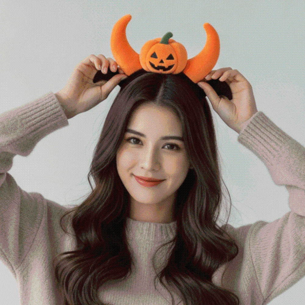 Festival Cosplay Props Plush Pumpkin Headband Elastic Handmade Bat Hairband Orange Black Creative Spooky Headwear Club Night