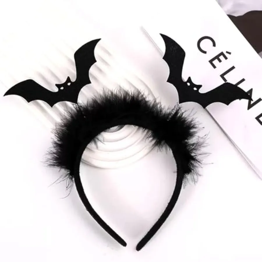 Halloween Bat Headband with Black Bat Wings -Adjustable Cute Hair Accessory for Women, Girls, Teens - Festive Halloween Party