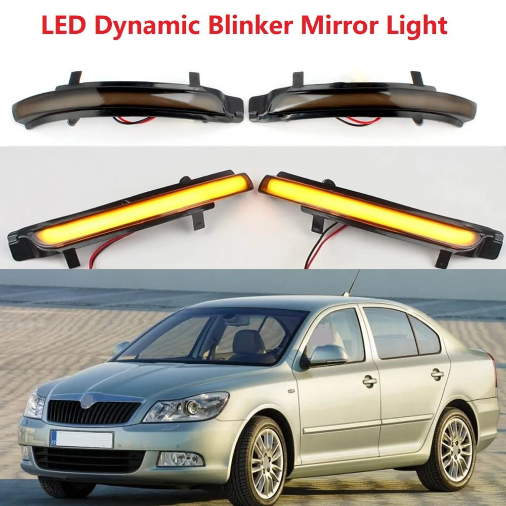 2pcs For Skoda Octavia A5 A6 Sedan Combi RS 2009 2010 2011 2012 2013 LED Dynamic Blinker Mirror Turn Signal Indicator Light Lamp